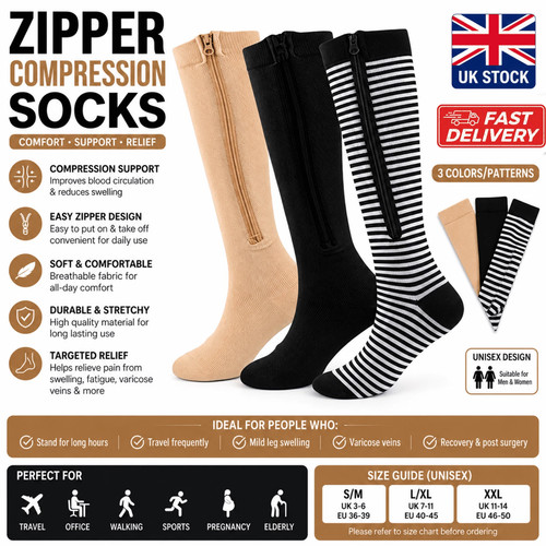 Zip compression socks closed - socks,